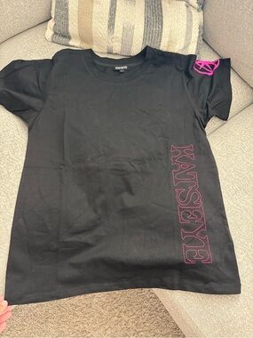 KATSEYE Black Graphic Tee with Pink Accent